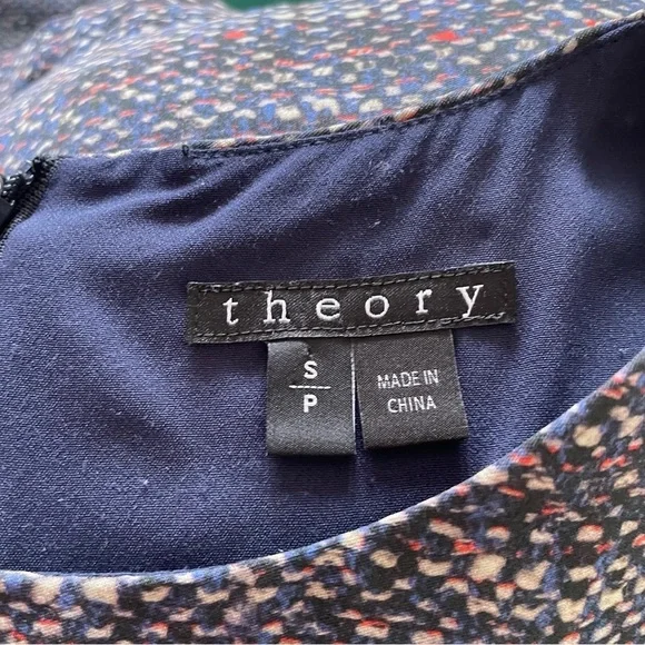 Theory Multi Tweed-Print Hodal C Silk Georgette Sleeveless Top EUC Size Small - Picture 8 of 11